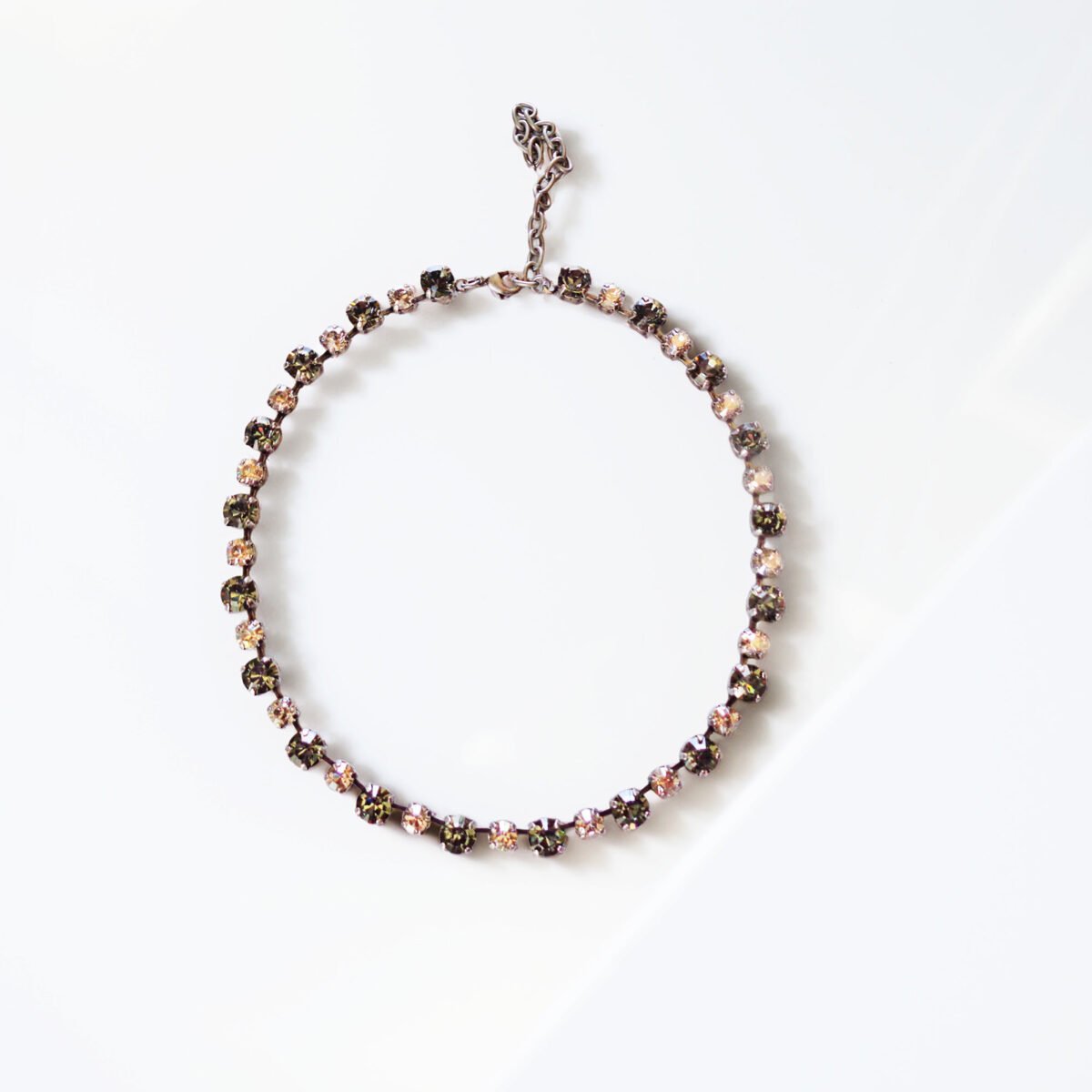 Crystal tennis necklace, black diamond