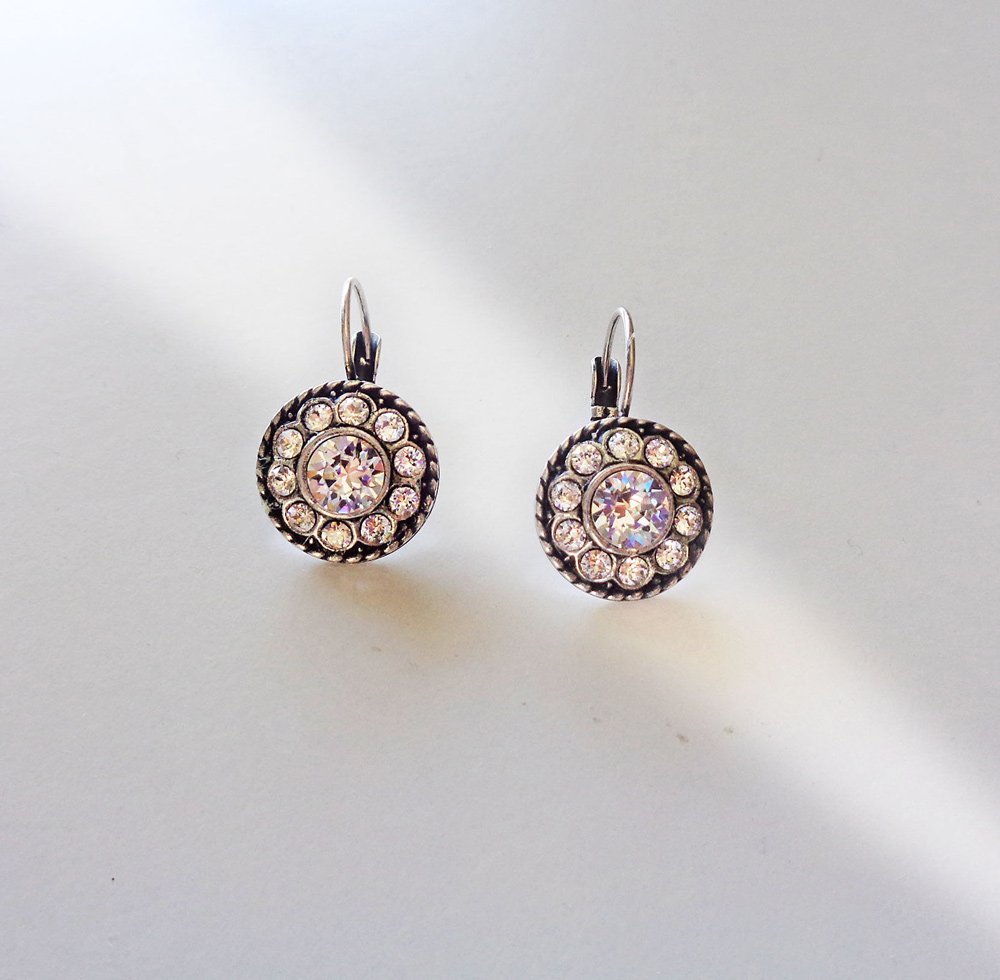 Crystal drop floral earrings,clear crystal