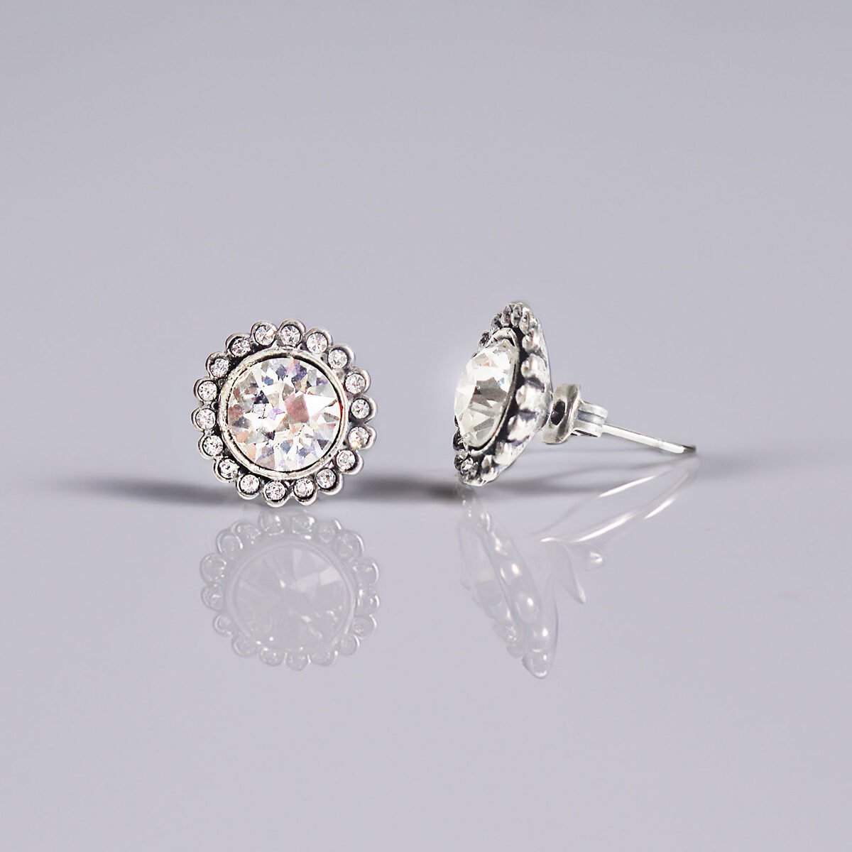 Halo crystal floral earrings,clear crystal