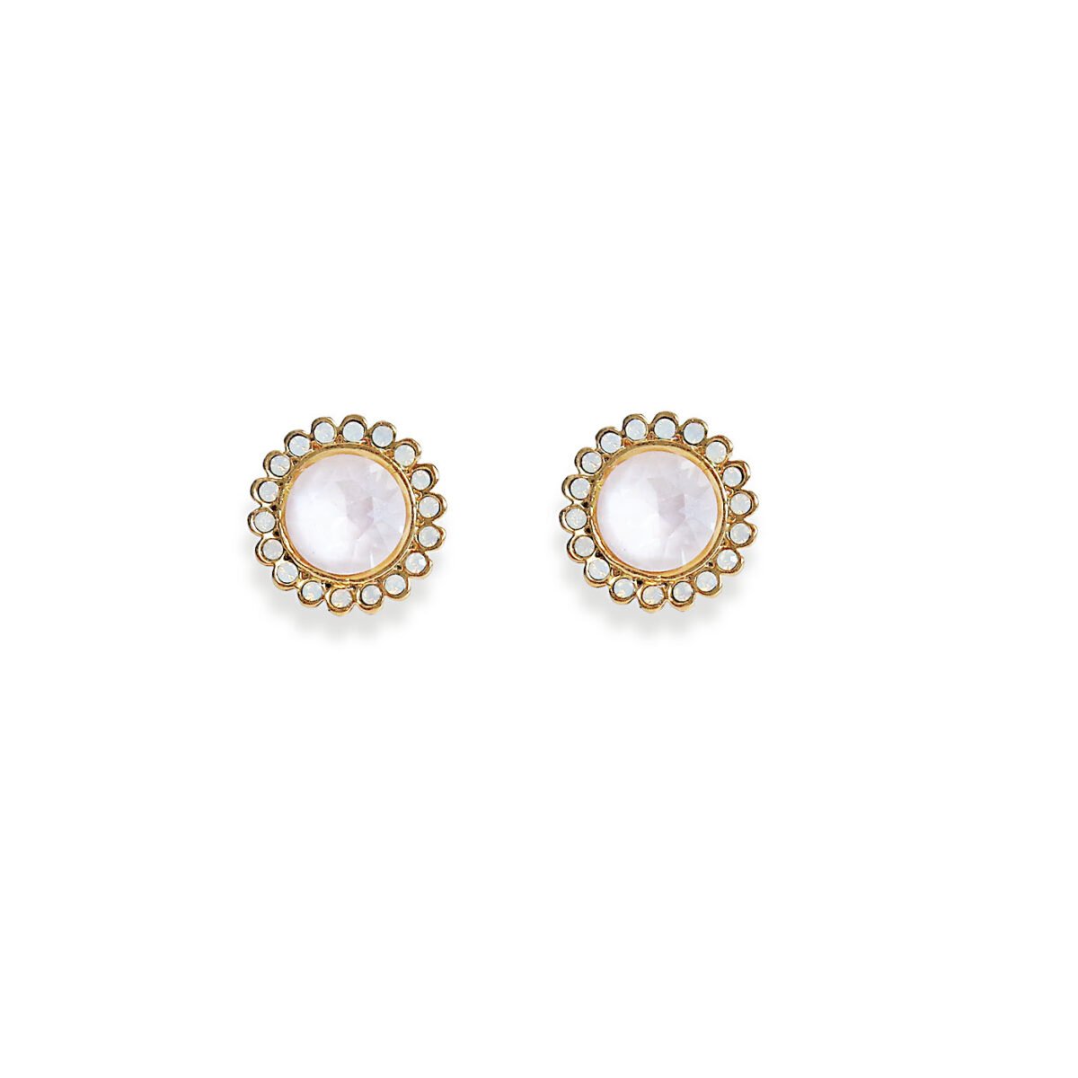 Halo crystal floral earrings,electric white