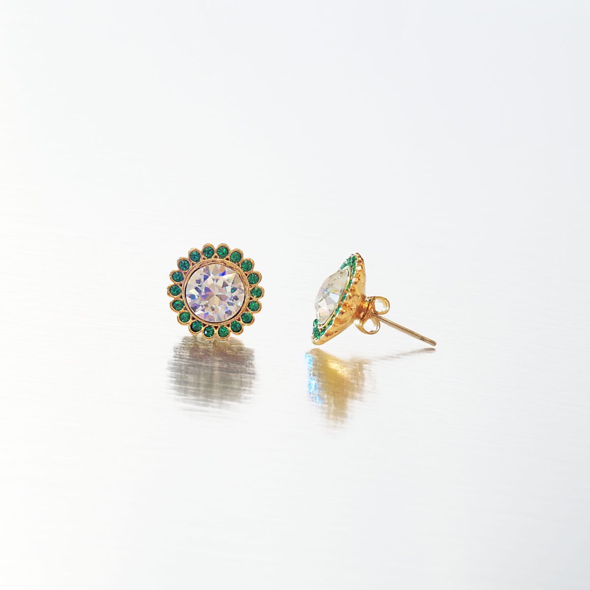 Halo crystal floral earrings,clear crystal