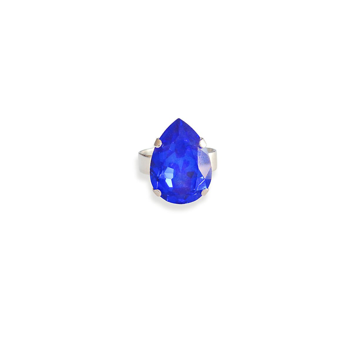 Crystal pear ring,majestic blue