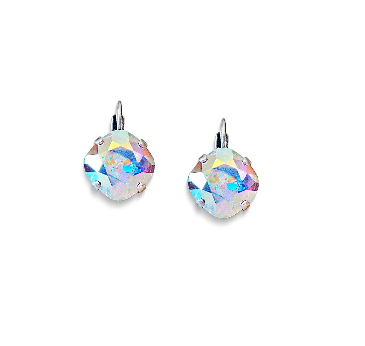 Crystal square drop earrings,clear crystalAB