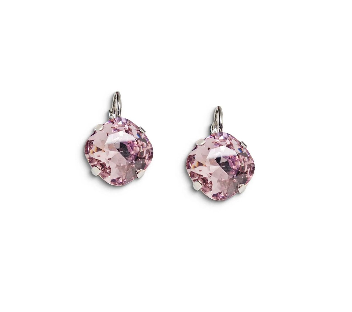 Crystal square drop earrings,light amethyst