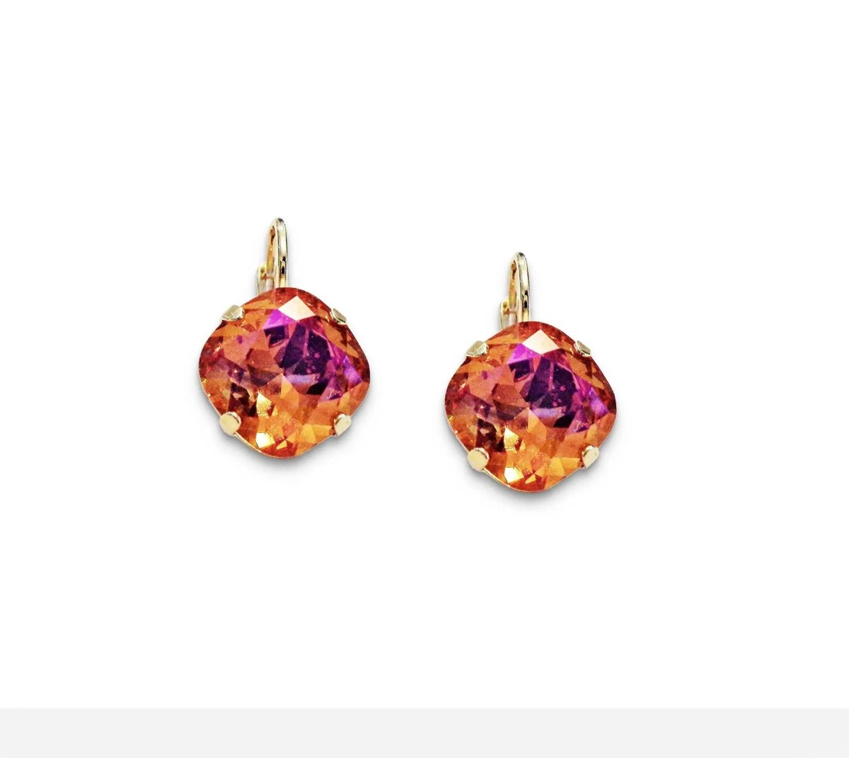 Crystal square drop earrings,astral pink
