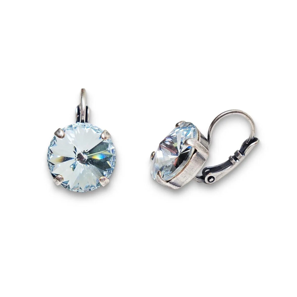Crystal rivoli drop earrings,light azore