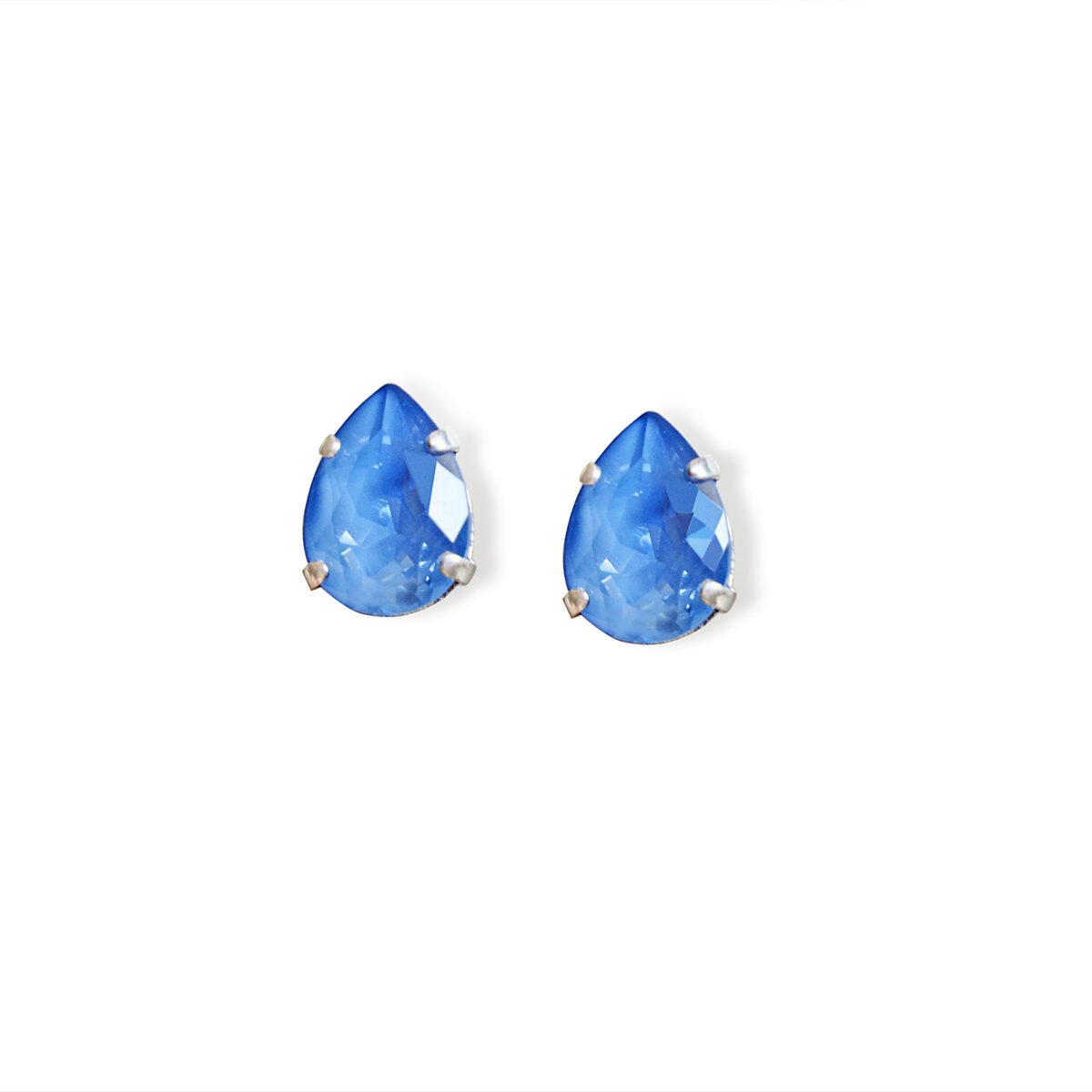 Crystal pear earrings,denim blue