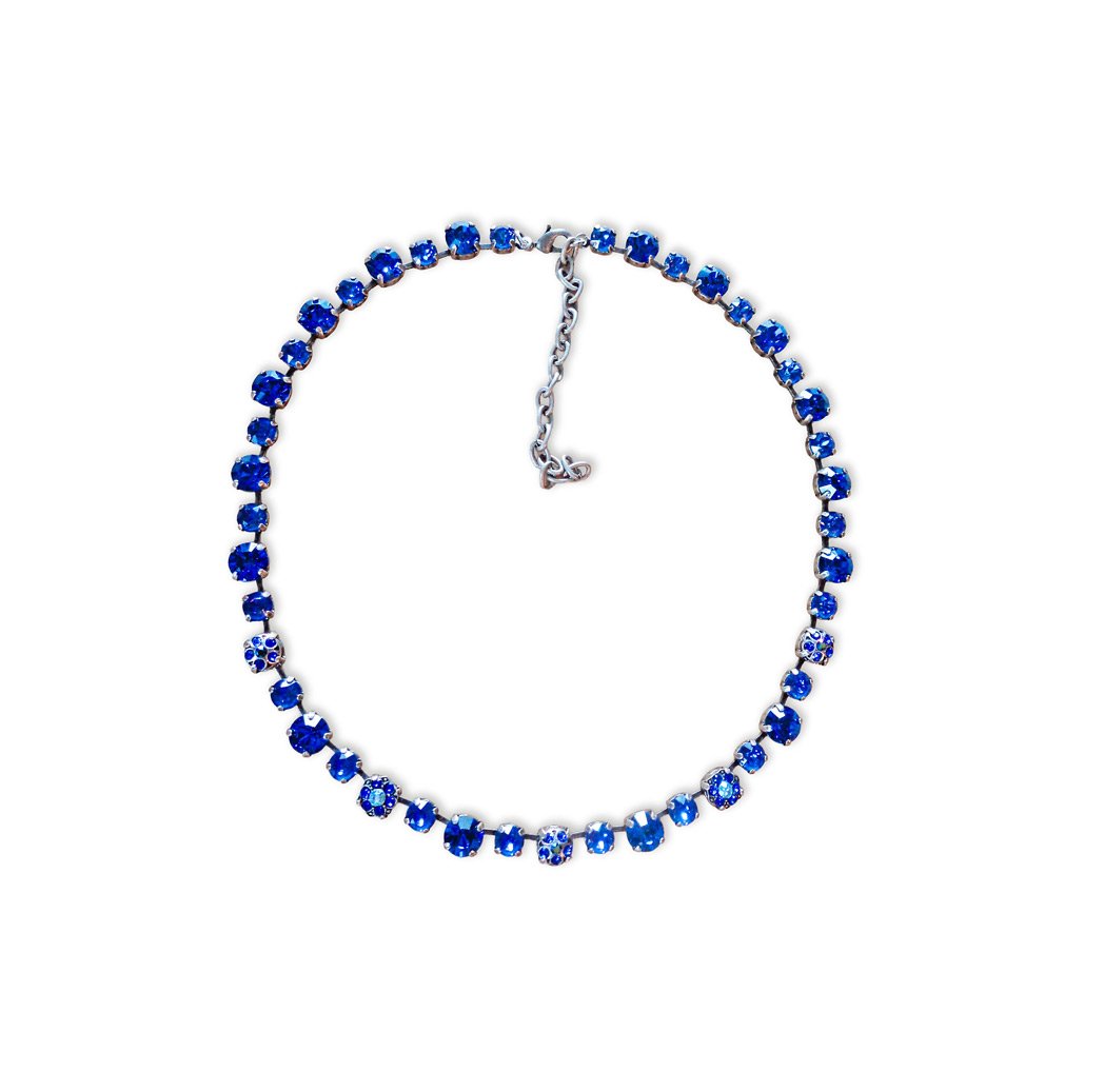 Crystal tennis necklace, capri blue