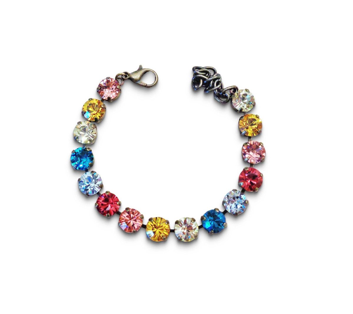 Crystal tennis bracelet,bright multi