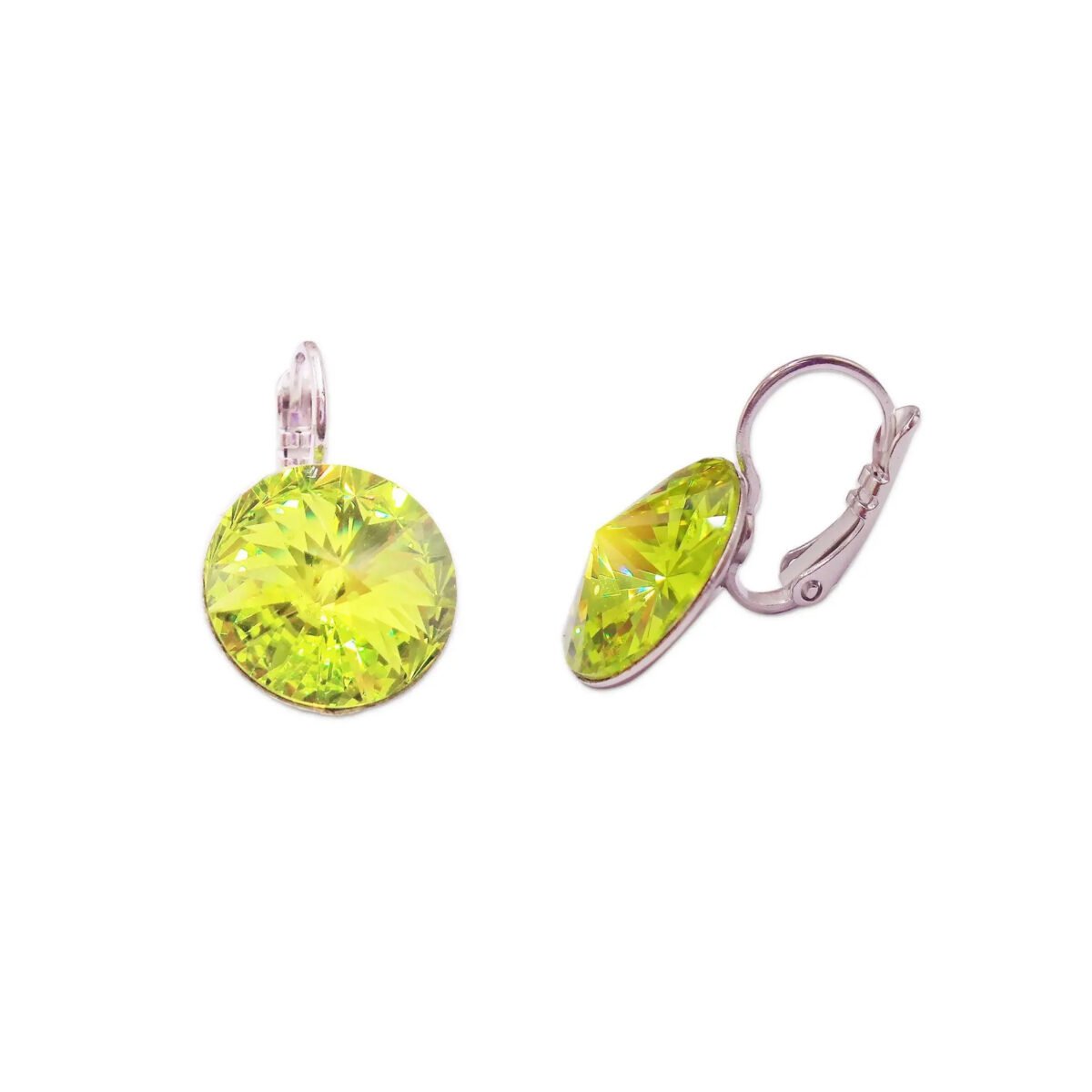 Crystal rivoli drop earrings,citrus green