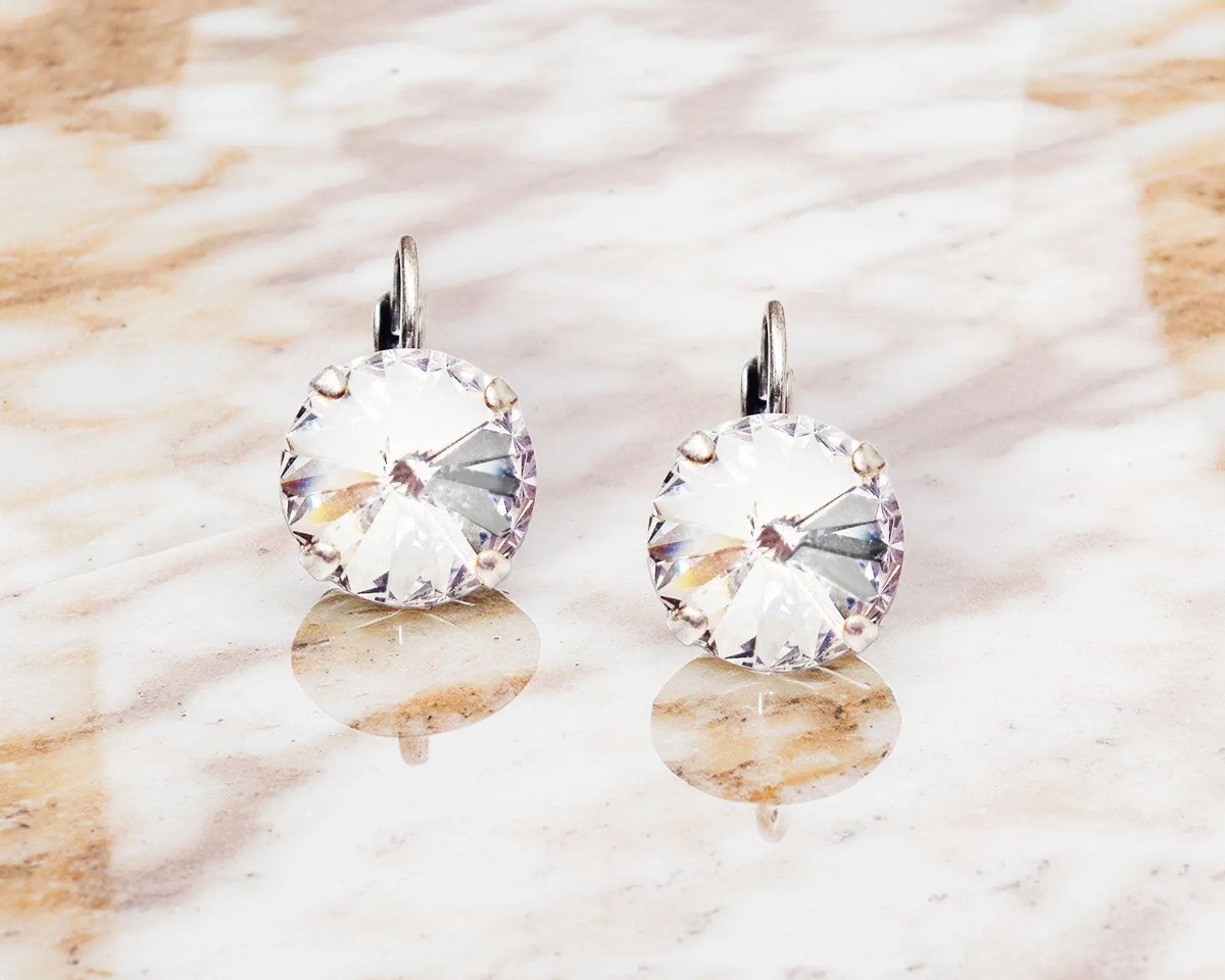 Crystal rivoli drop earrings,clear crystal