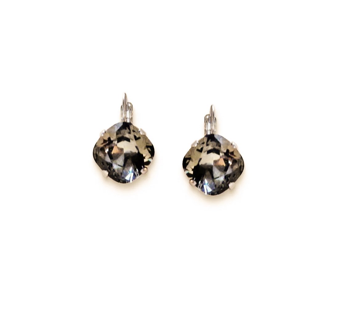 Crystal square drop earrings,black diamond