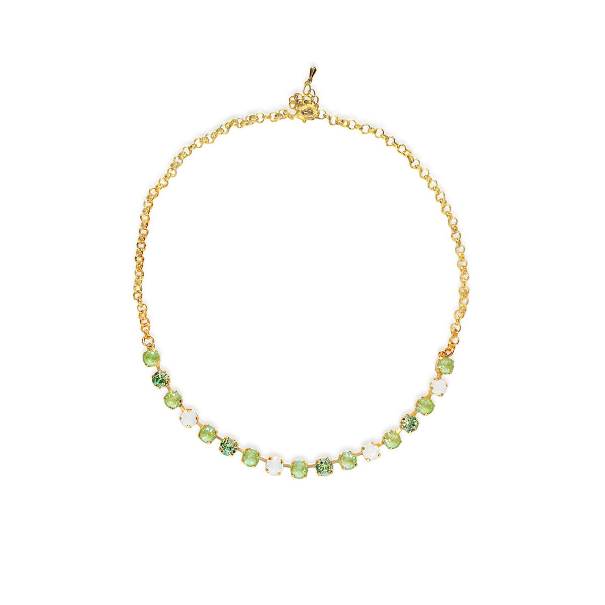 Crystal chain necklace, paradise green