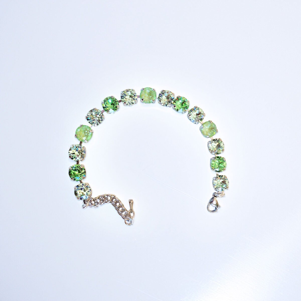 Crystal tennis bracelet,peridot shades