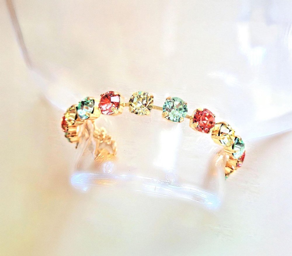 Crystal tennis bracelet,pastel multicolour