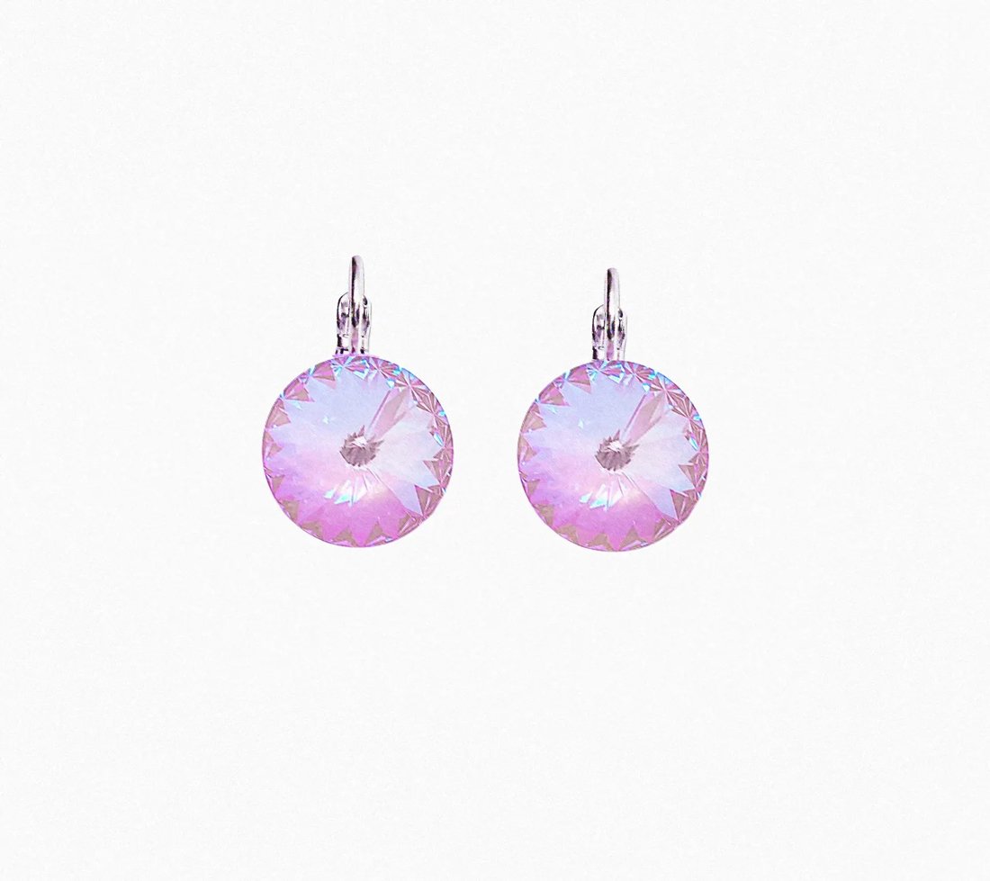 Crystal rivoli drop earrings,lavender delite