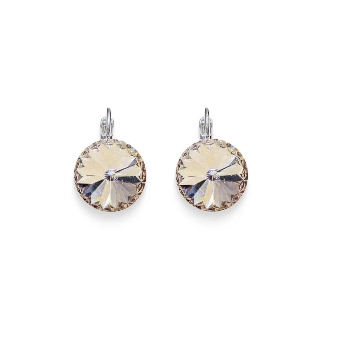 Crystal rivoli drop earrings,light silk