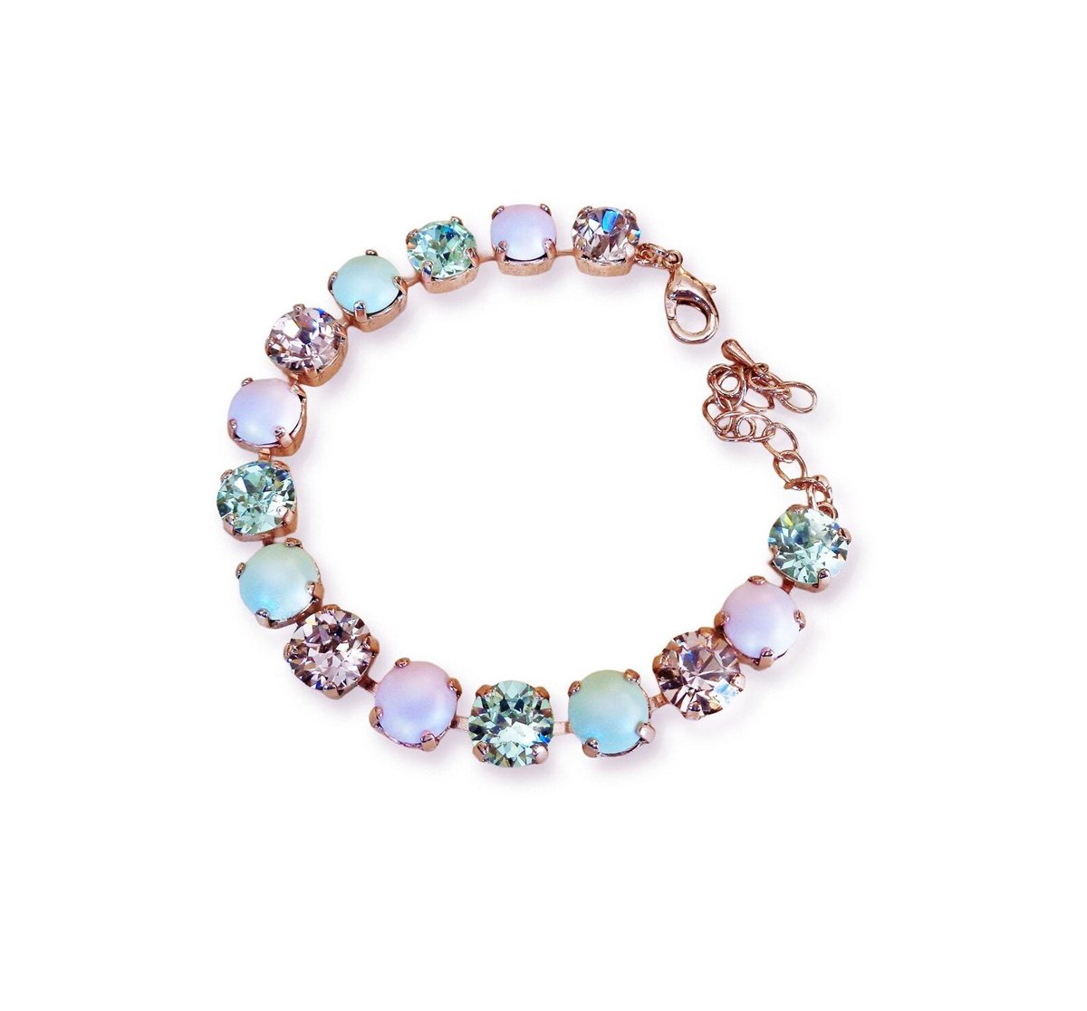 Crystal tennis bracelet,pastel pink,green