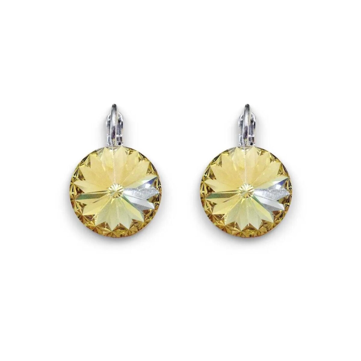 Crystal rivoli drop earrings,dark lemon