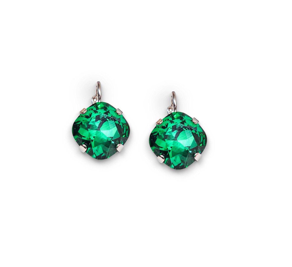 Crystal square drop earrings,majestic green