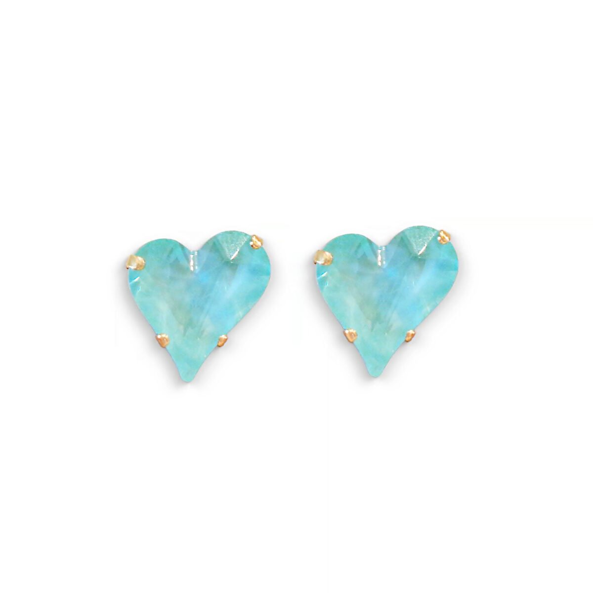 Crystal sweetheart earrings,mint green