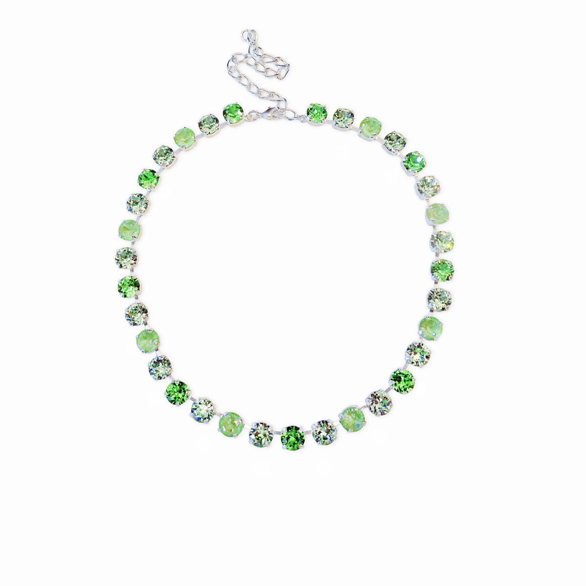 Crystal tennis necklace, paradise green - 45cm