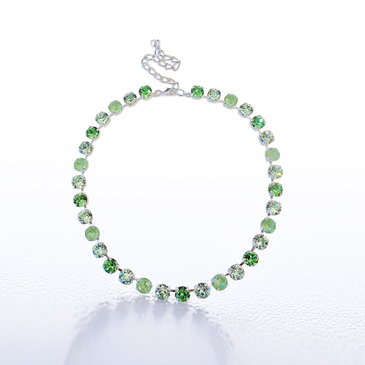 Crystal tennis necklace, paradise green