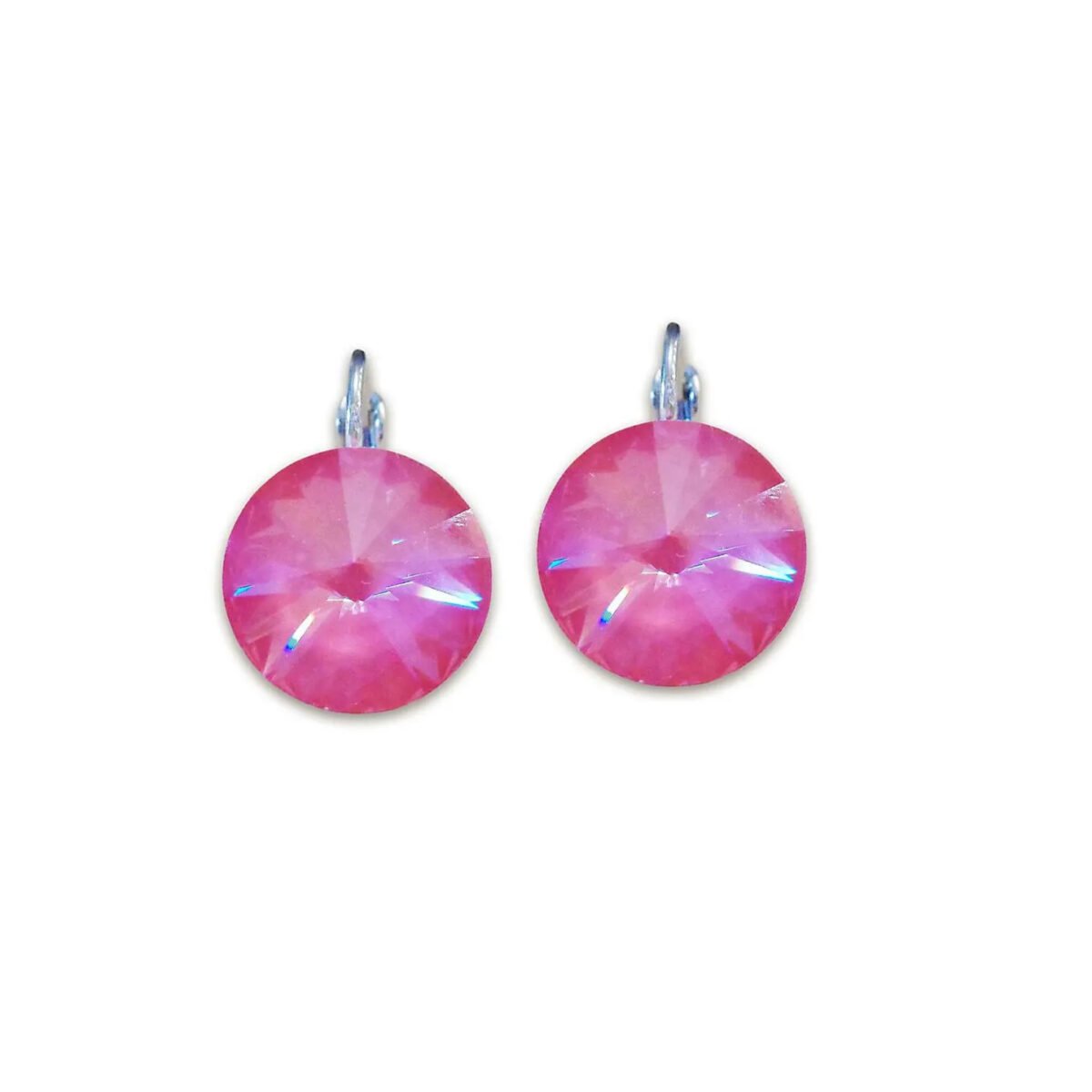 Crystal rivoli drop earrings,dahlia red