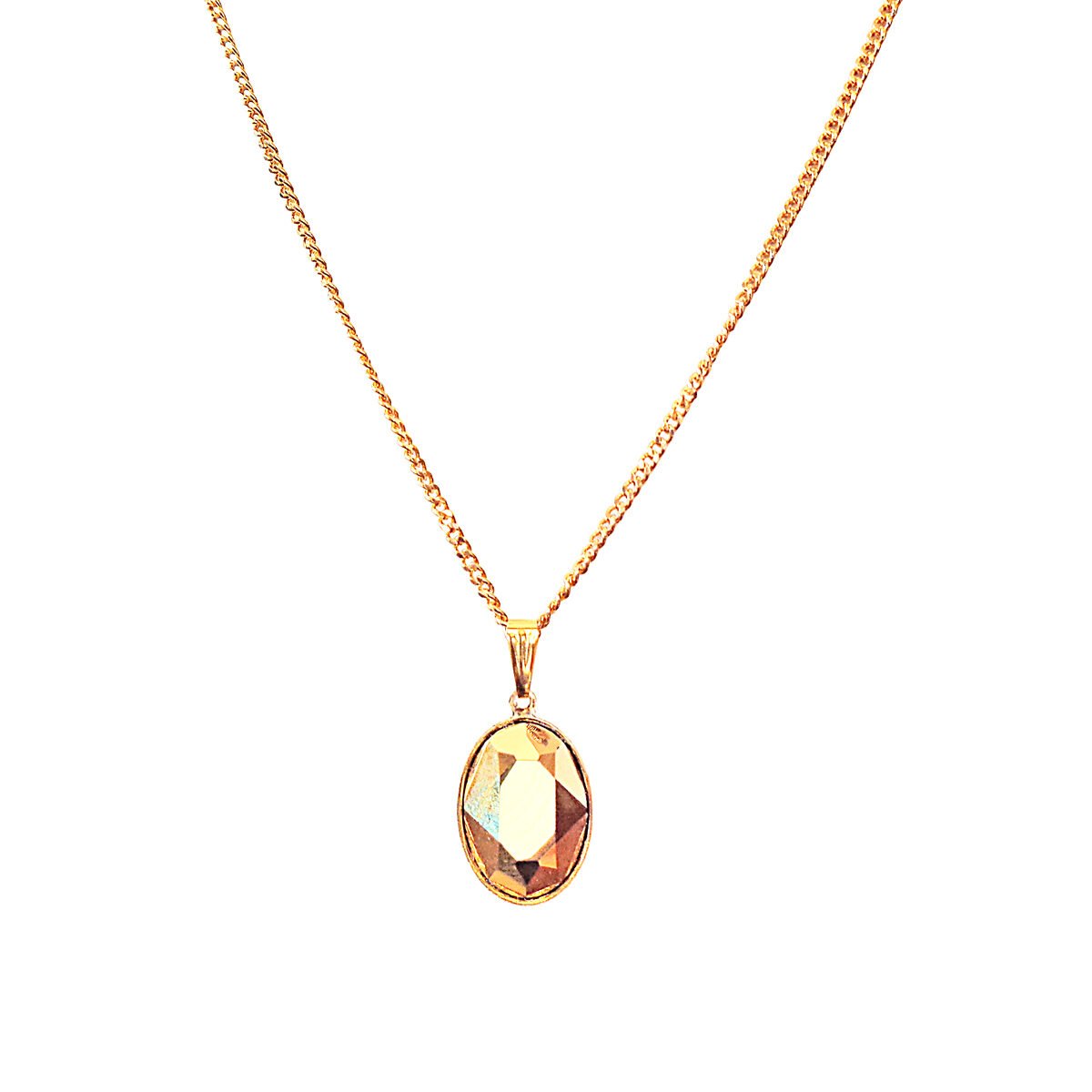 Crystal oval pendant necklace ,aurum