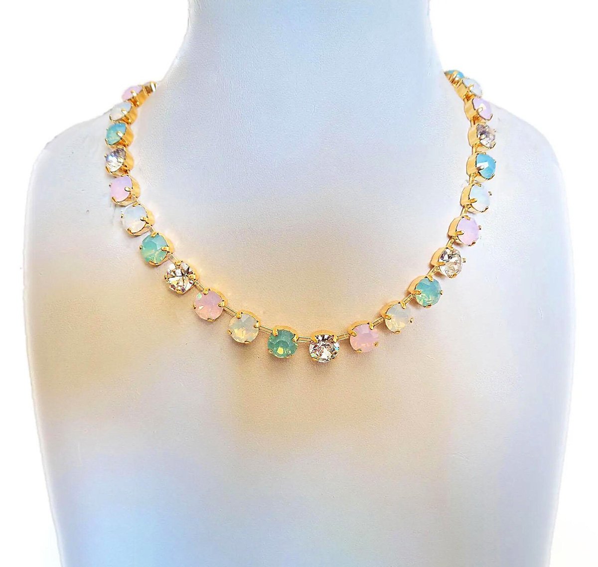 Crystal tennis necklace, opal mix
