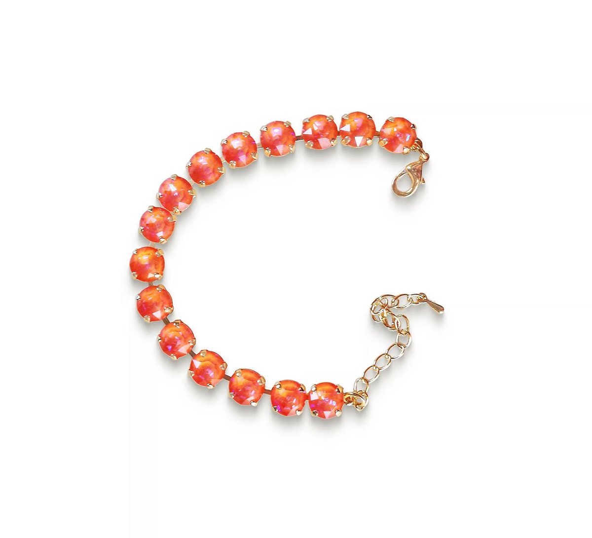Crystal tennis bracelet,orange glow