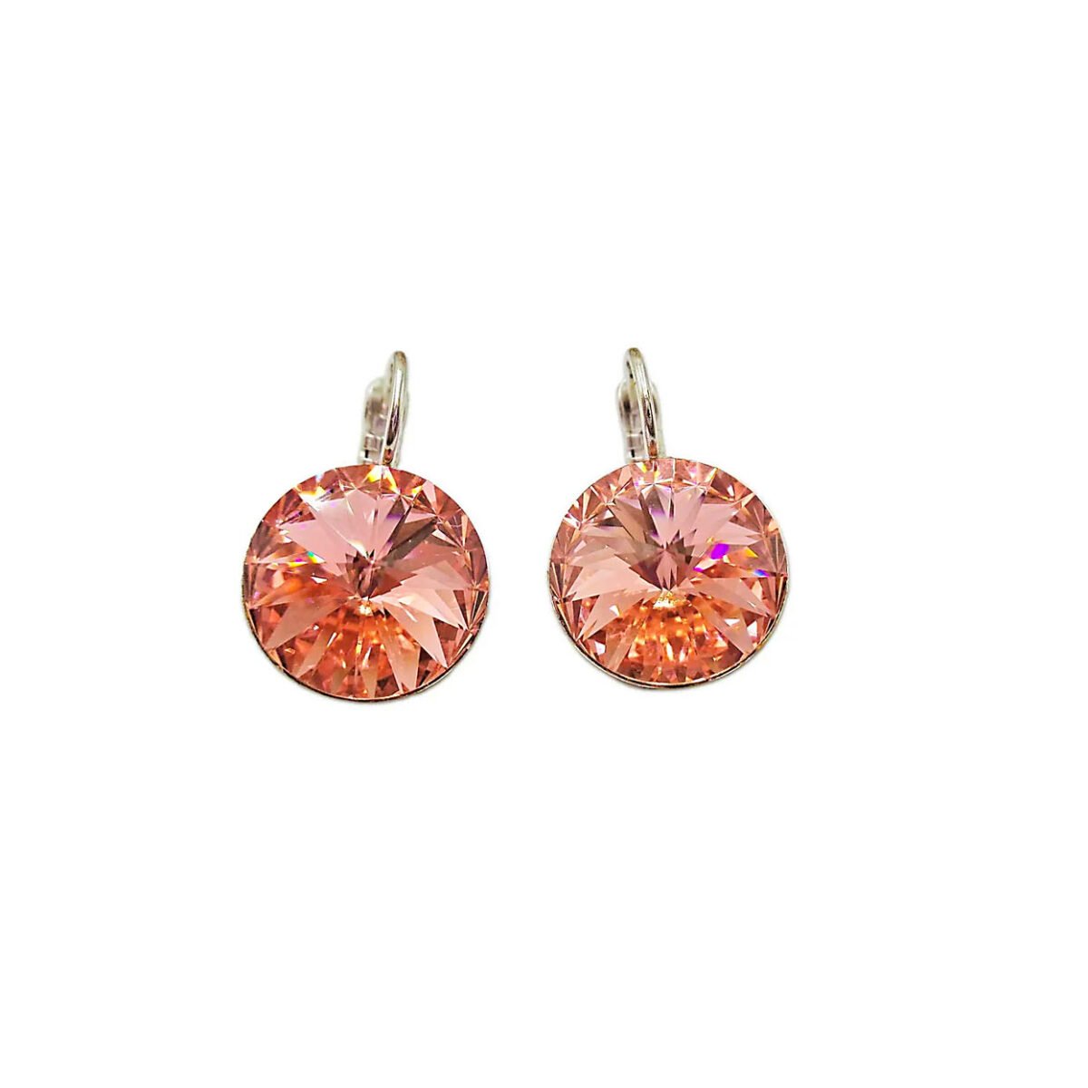 Crystal rivoli drop earrings,rose peach