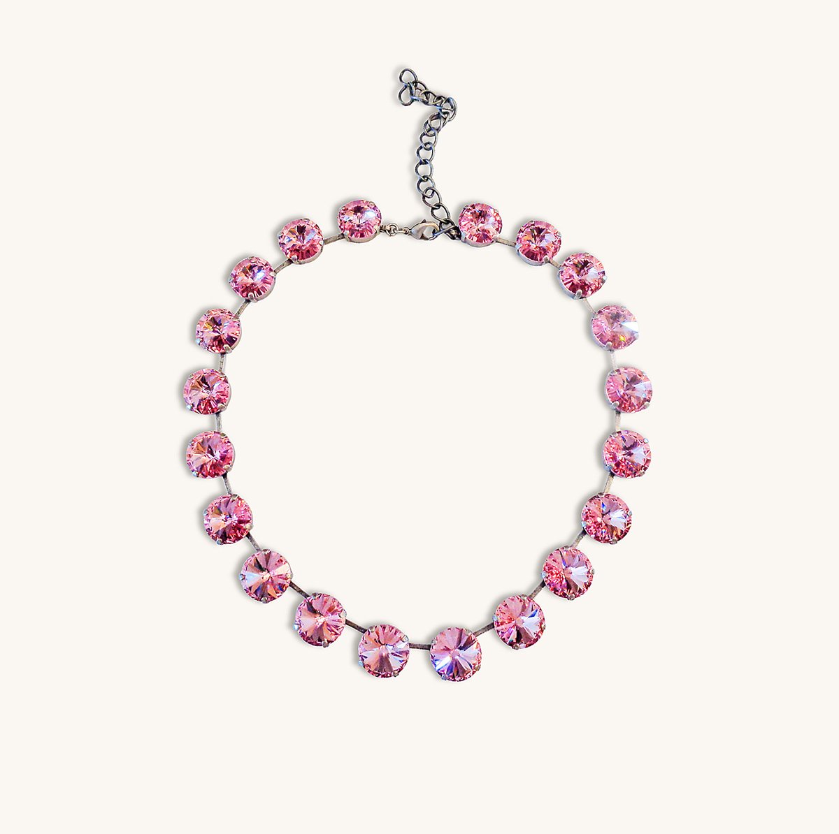 Crystal tennis rivoli tennis necklace,light rose