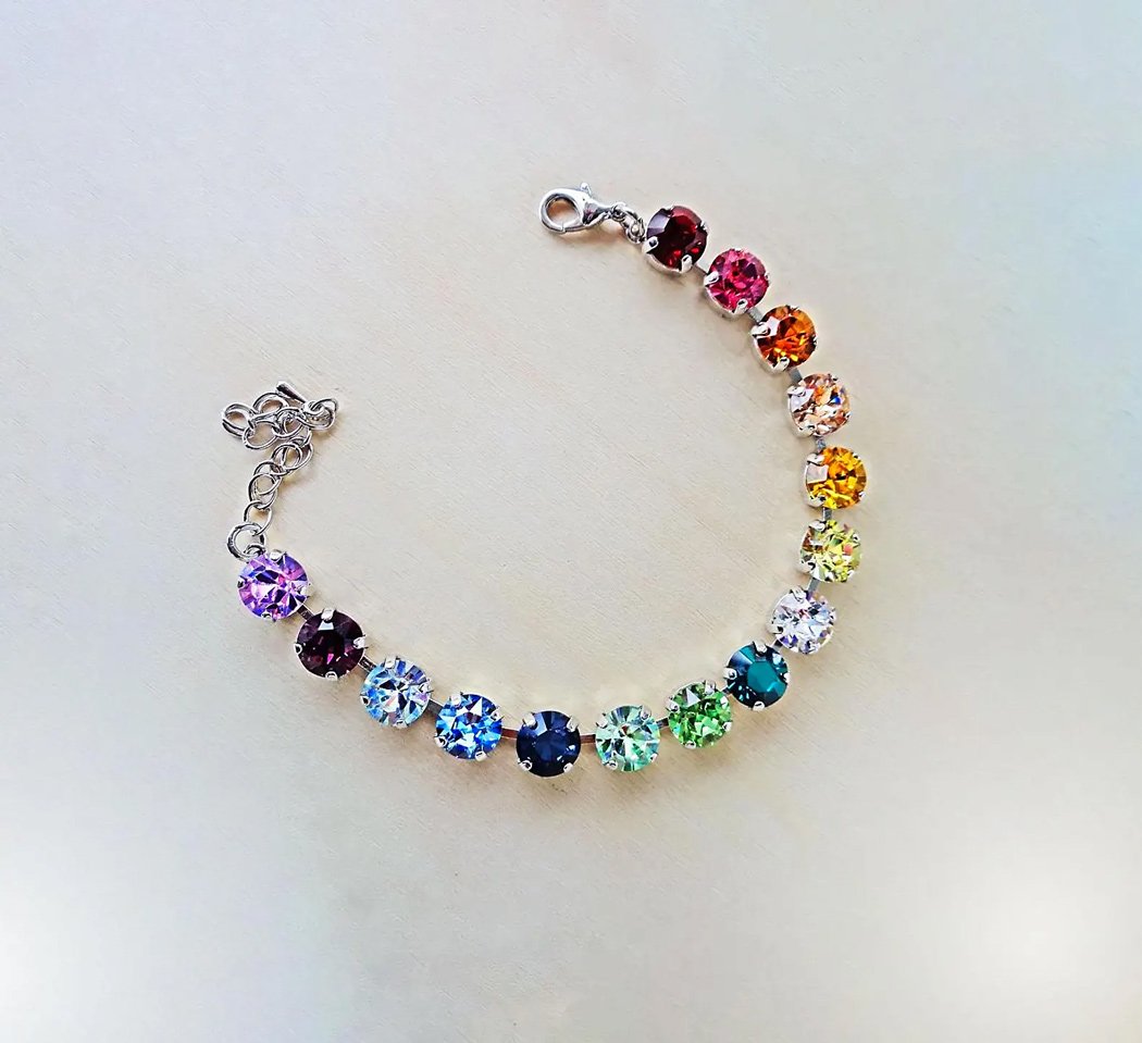 Crystal tennis bracelet,Rainbow