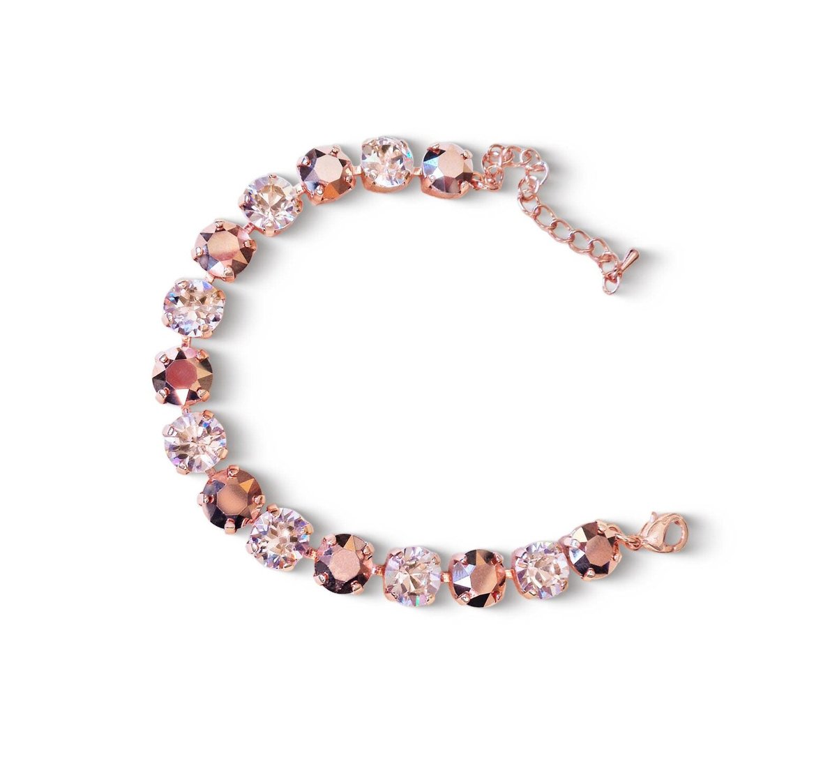 Crystal tennis bracelet,rose gold,light silk