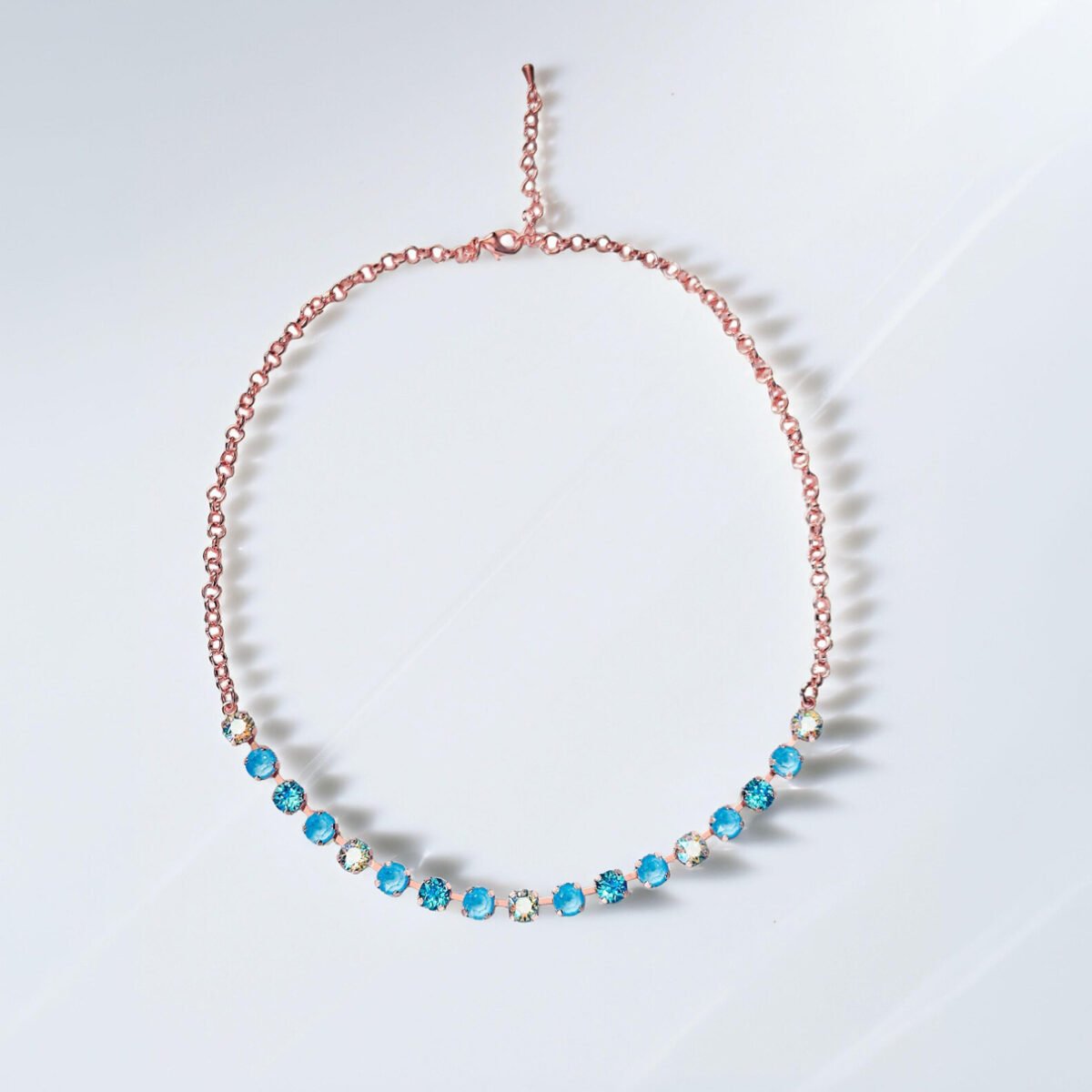 Crystal chain necklace, turquoise,sky blue