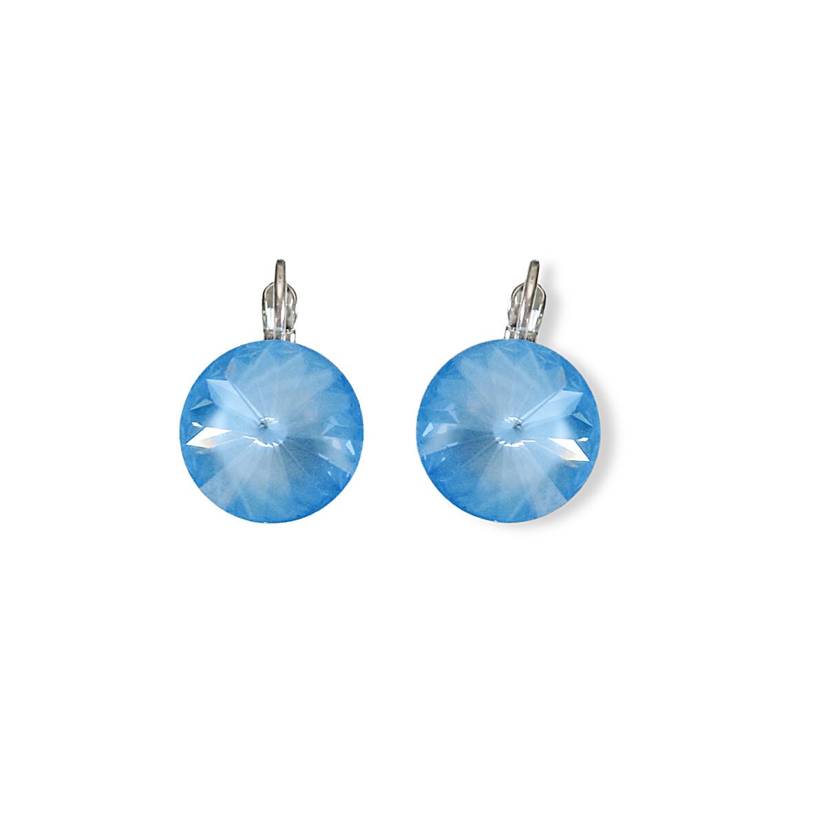 Crystal rivoli drop earrings,sky blue