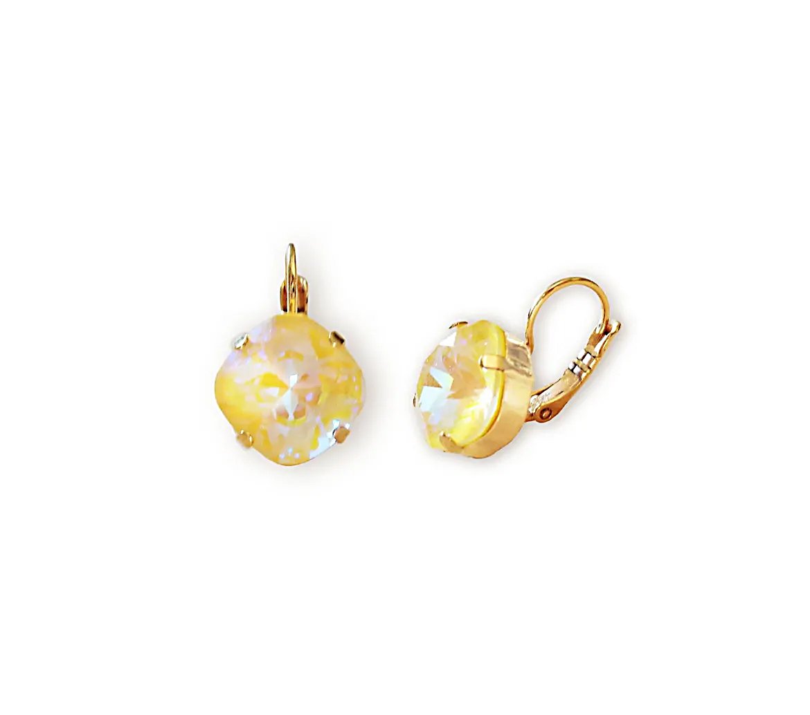 Crystal square drop earrings,sunshine delite