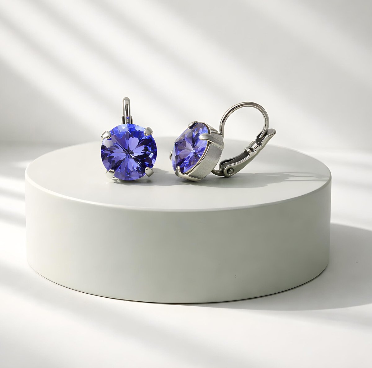 Crystal rivoli drop earrings,tanzanite