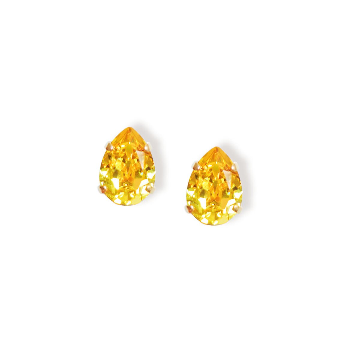 Crystal pear earrings,light topaz