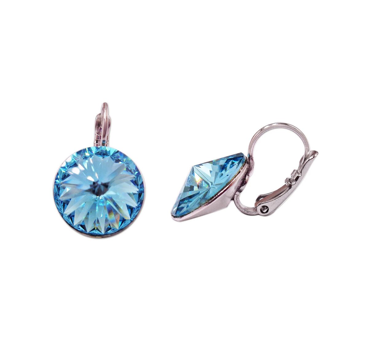 Crystal rivoli drop earrings,light turquoise