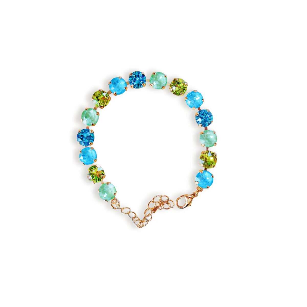 Crystal tennis bracelet,caribbean blue and green