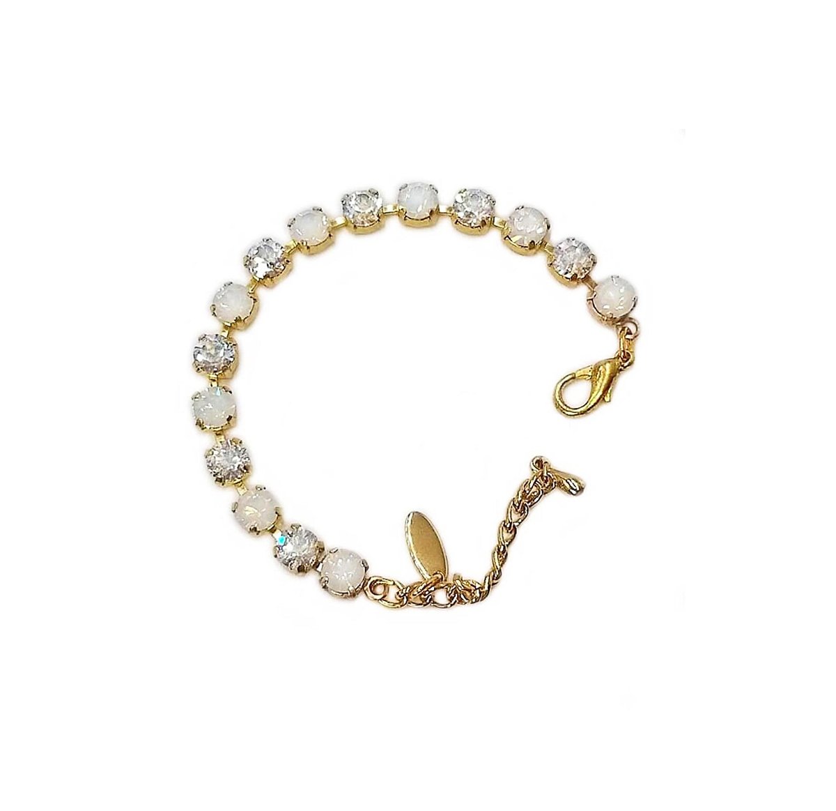 Crystal tennis bracelet,white opal,crystal