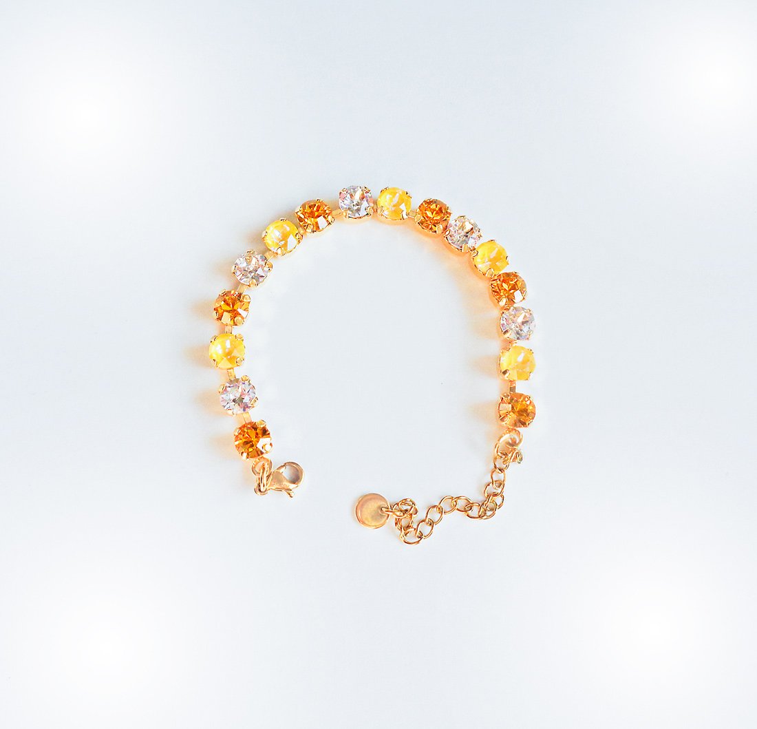 Crystal tennis bracelet,sunflower yellow