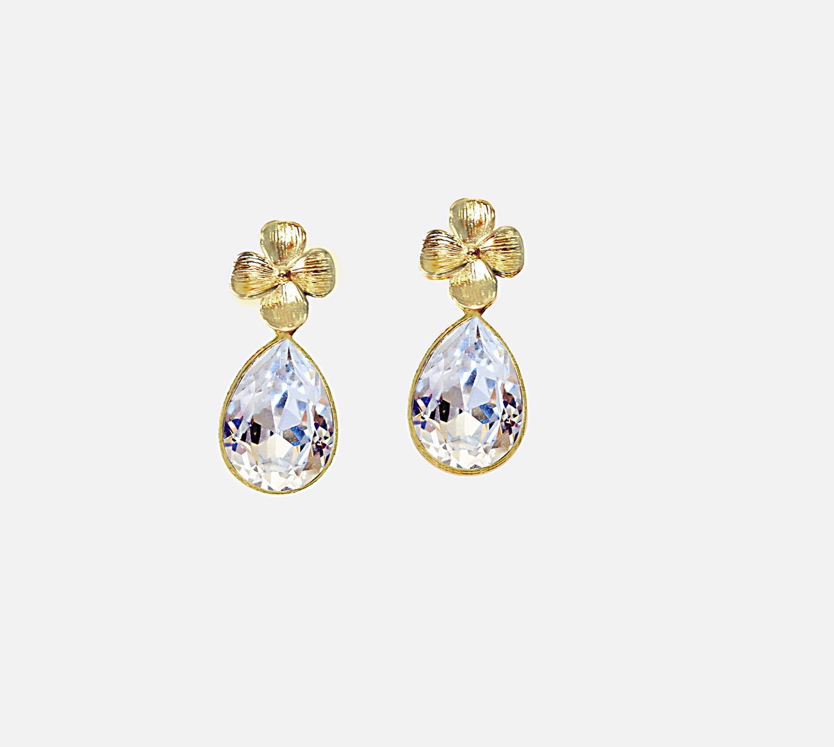 Crystal pear drop earrings,clear crystal
