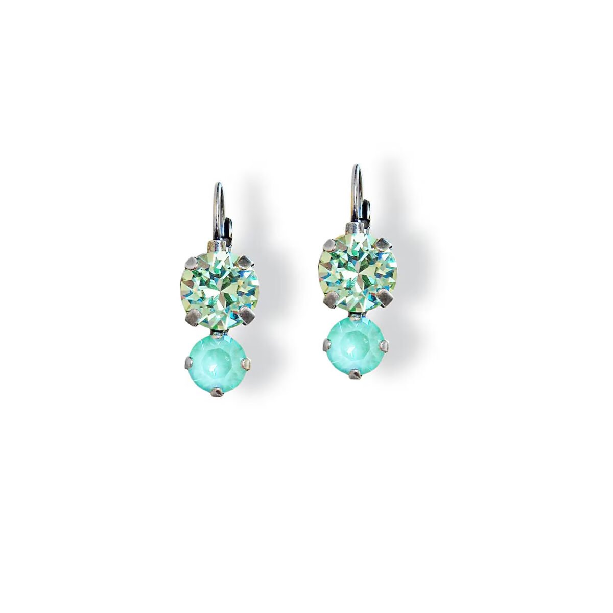 Crystal double stone drop earrings,chrysolite