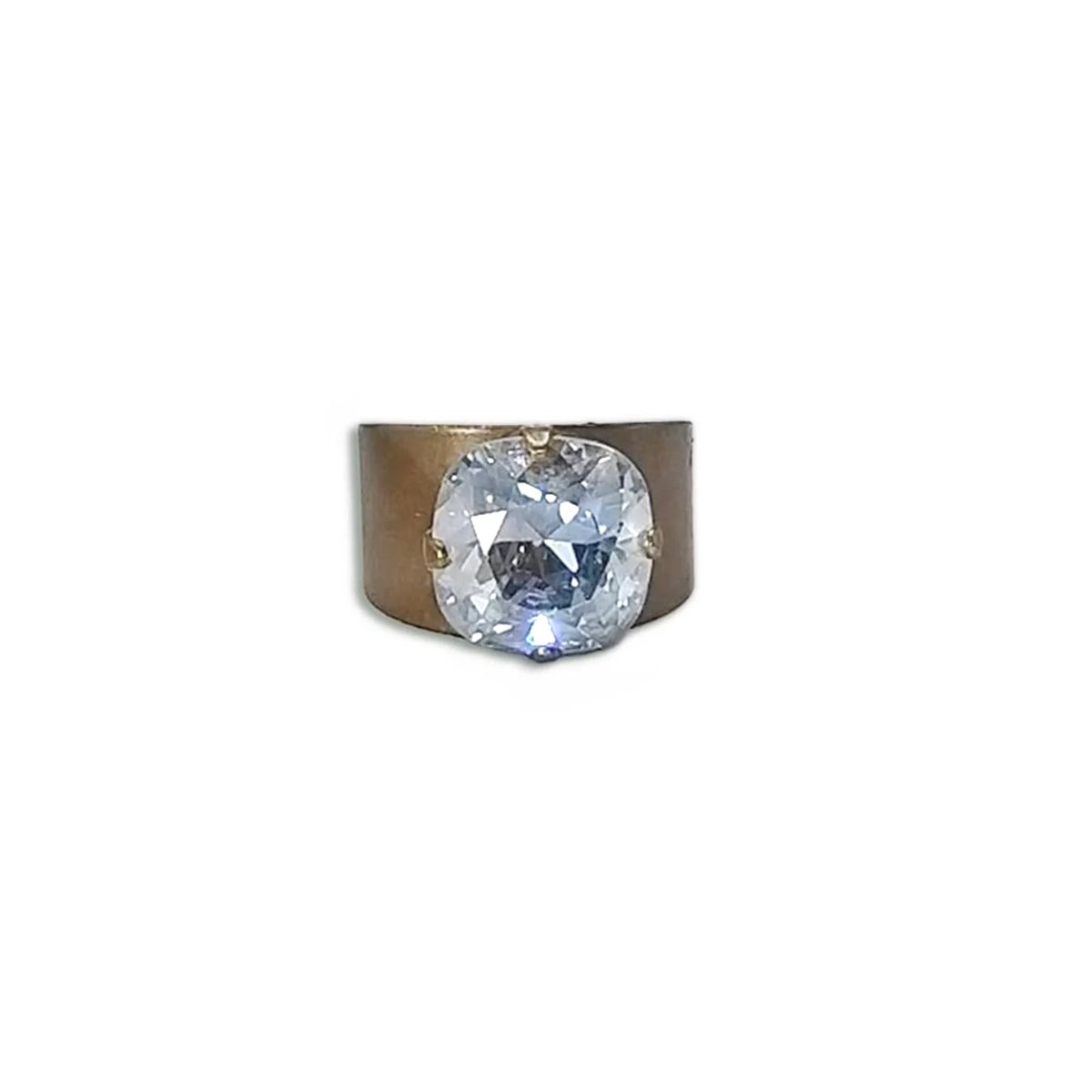 Crystal cushion square stone ring,crystal blue shade