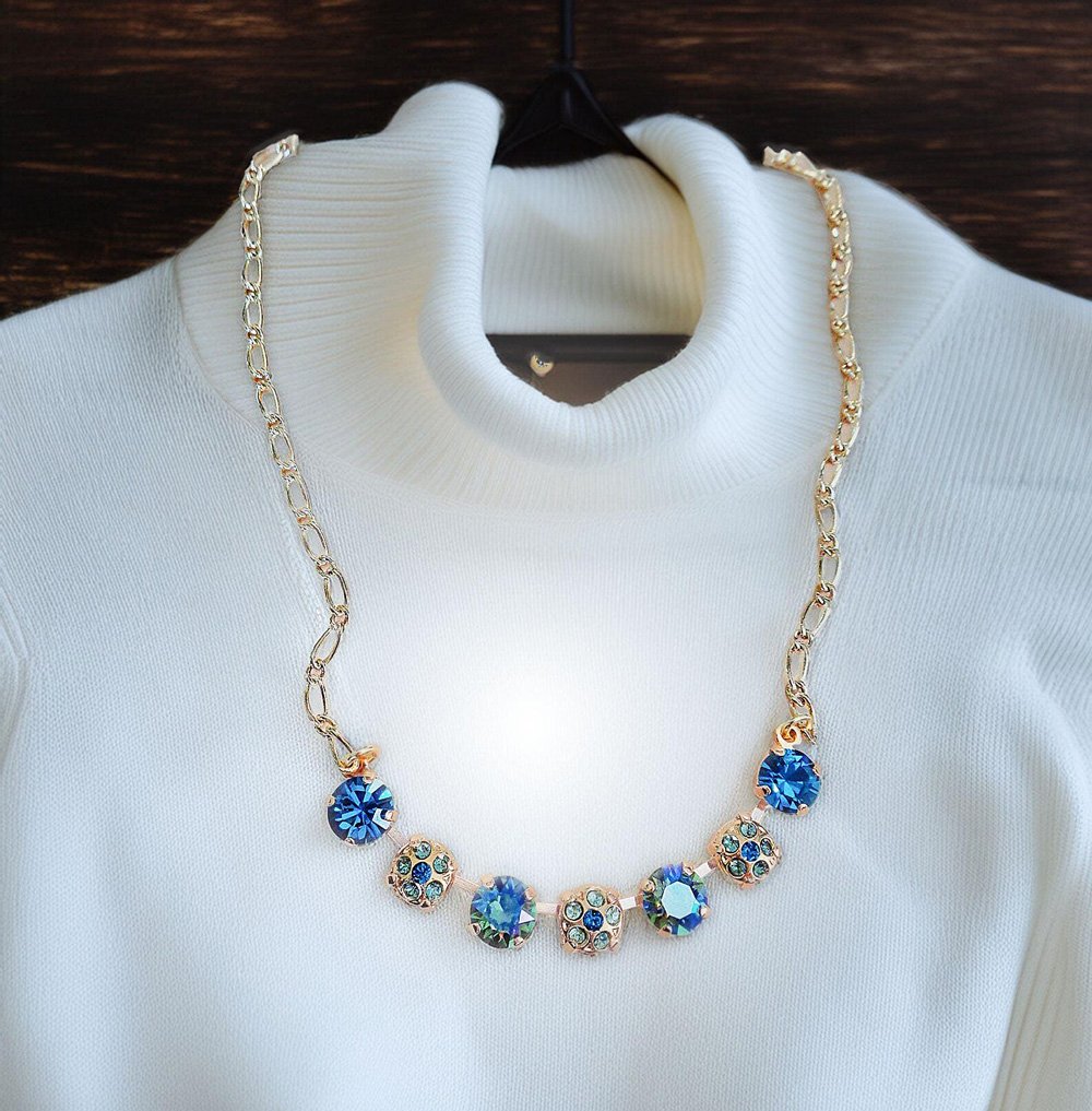 Crystal decorated necklace, indicolite,chrysolite