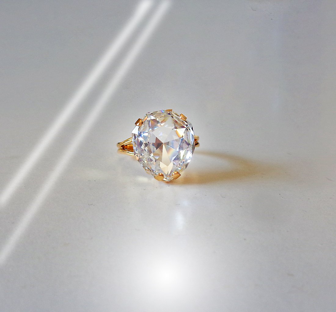clear crystal majestic stone ring gold plated made with Austrian crystal ,adjustable