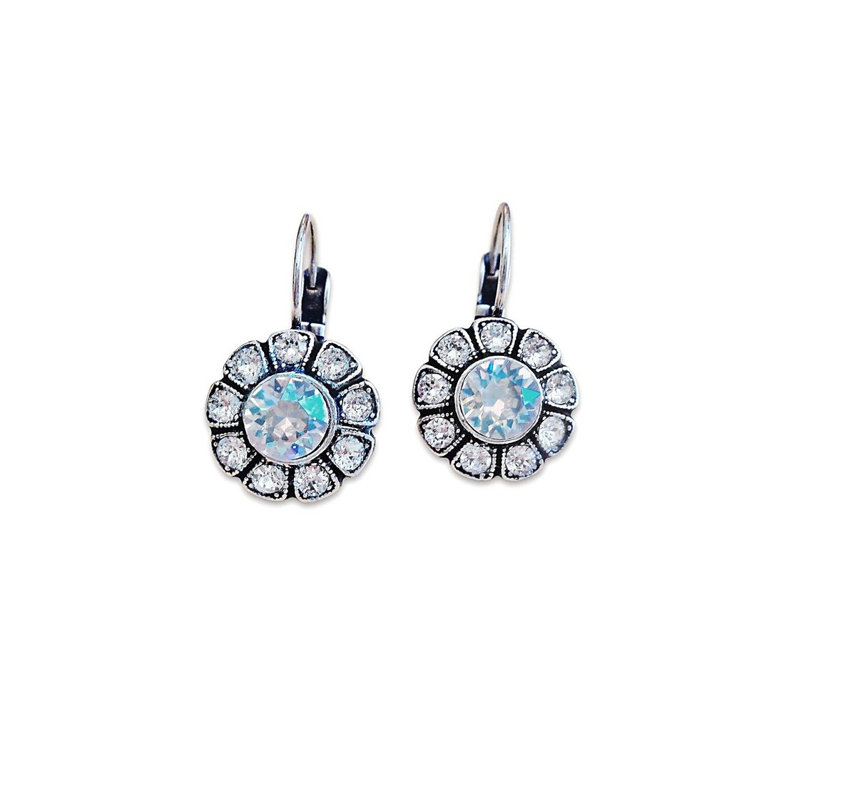 Crystal flower drop earrings,clear crystal